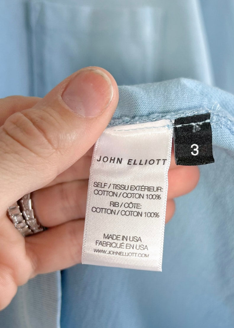 T-shirt bleu clair à manches longues avec poches John Elliott