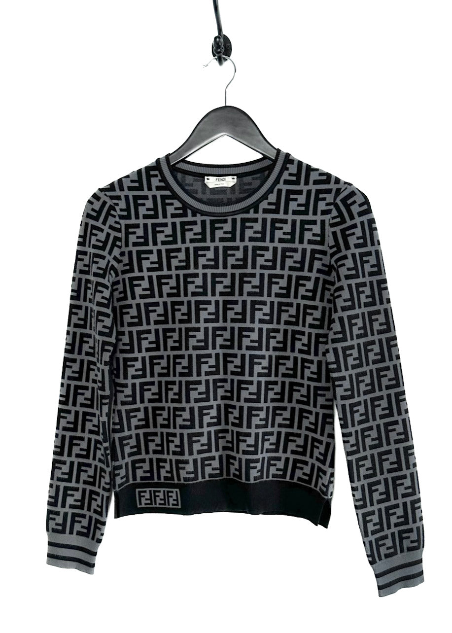 Lave om Kurve sløring Fendi Black Grey Zucca Viscose Sweater – Boutique LUC.S