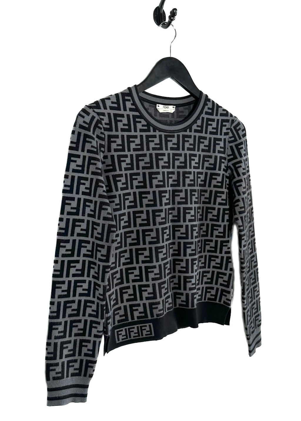 Fendi Black Grey Zucca Viscose Sweater