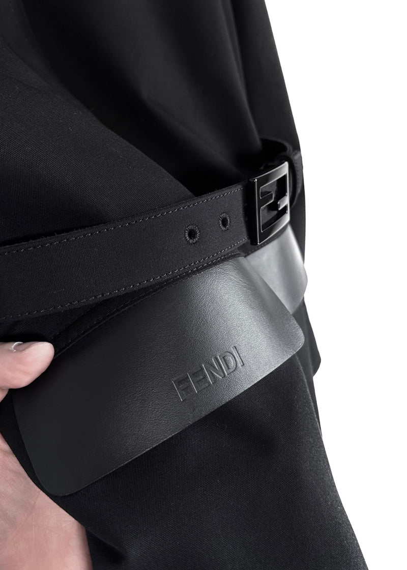 Fendi Black Belted Single-Breasted Coat