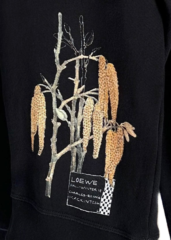 LOEWE X Mackintosh 2018 Black Botanical Printed Loopback Sweatshirt