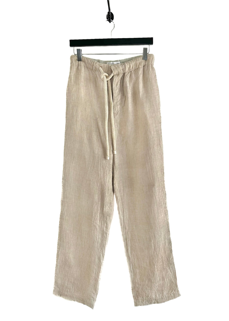 Pantalon style pyjama à cordon de serrage en lin beige LOEWE