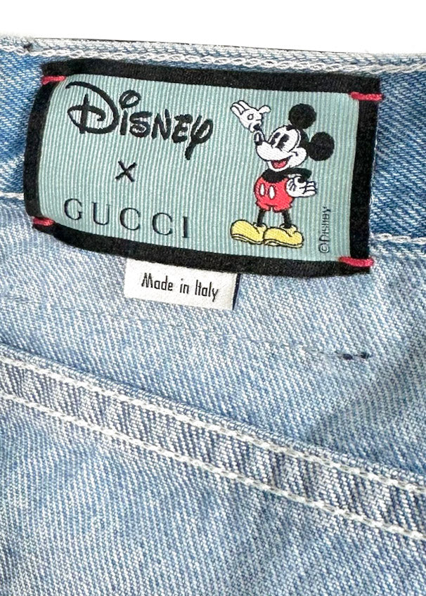 Jean bleu jambe large brodé Gucci X Disney Mickey