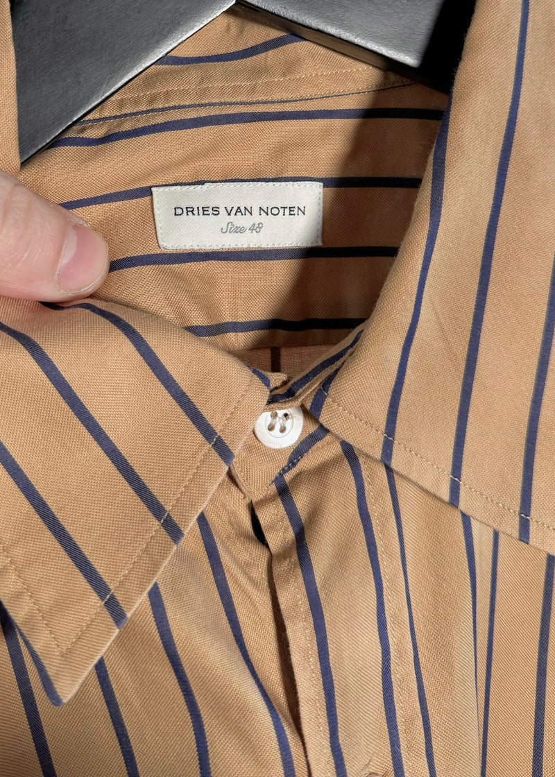 Dries Van Noten Blue Striped Beige Buttoned Shirt