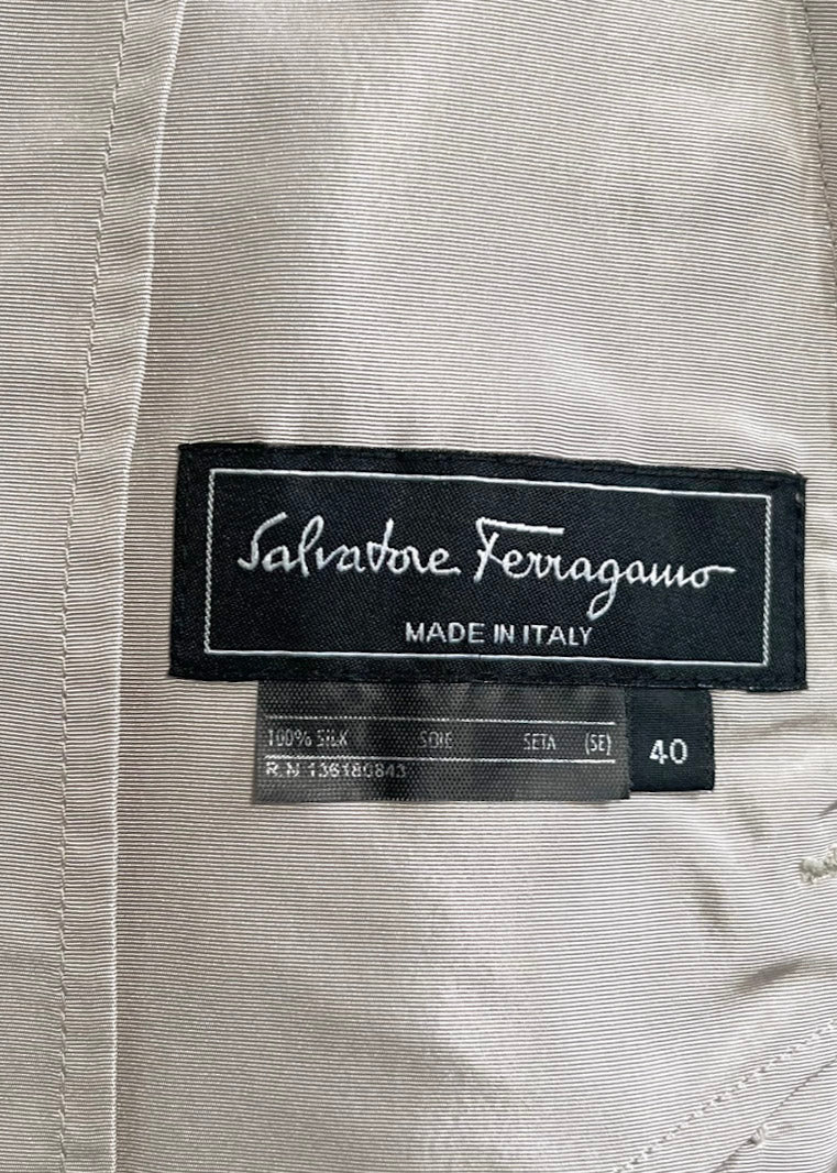 Salvatore Ferragamo Beige Silk Double Breast Jacket