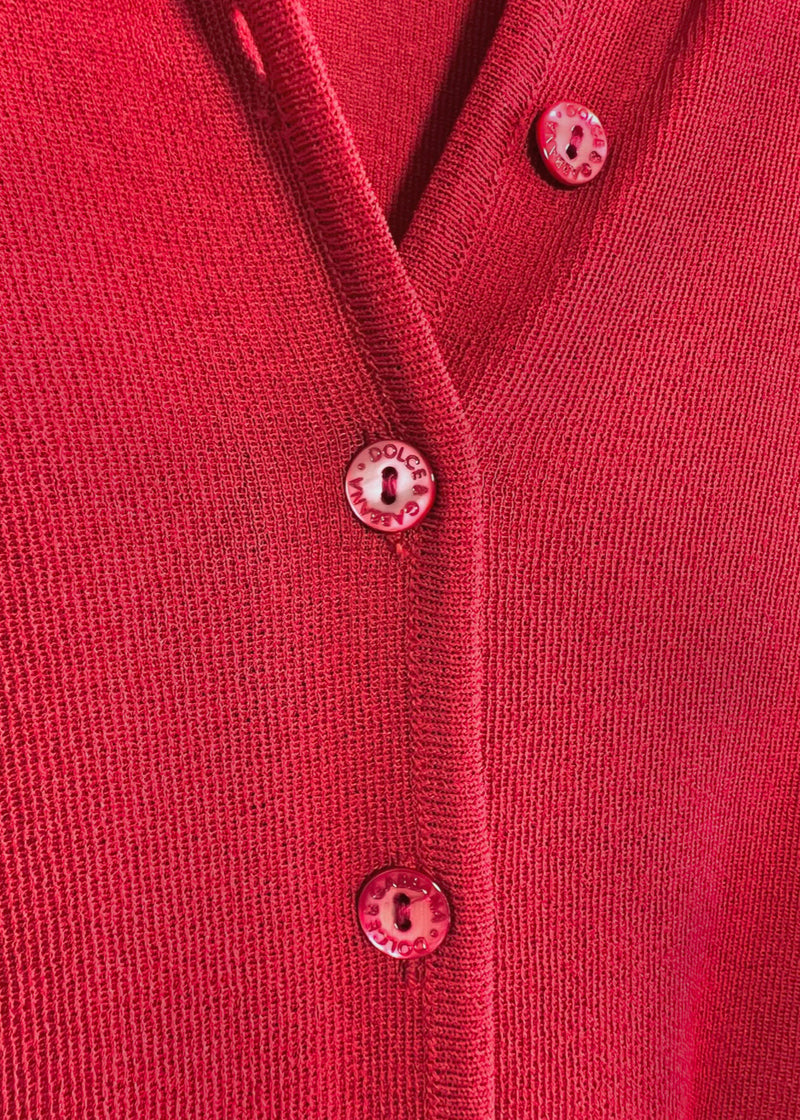 Dolce & Gabbana Red Cardigan Sweater