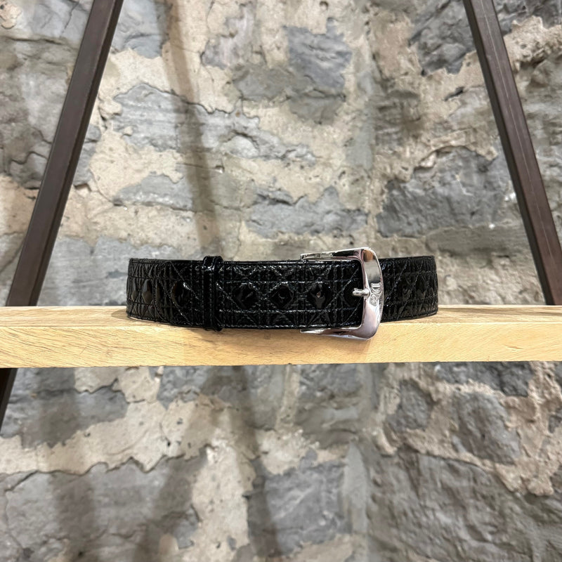 Christian Dior Black Patent Leather Cannage Pattern Belt