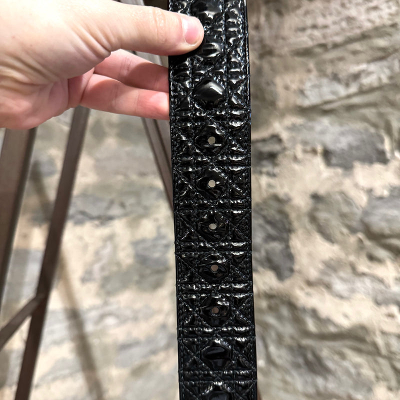 Christian Dior Black Patent Leather Cannage Pattern Belt