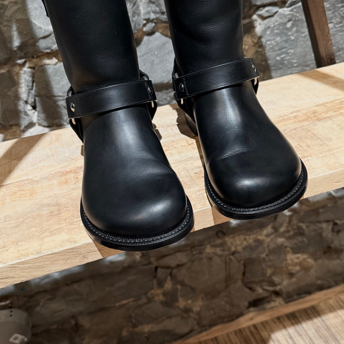 LOEWE Black Leather Campo Harness Biker Boots – Boutique LUC.S
