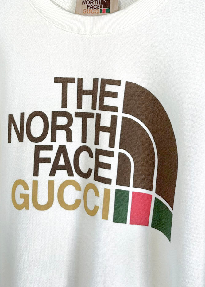 Sweat-shirt ivoire avec logo Gucci X The North Face