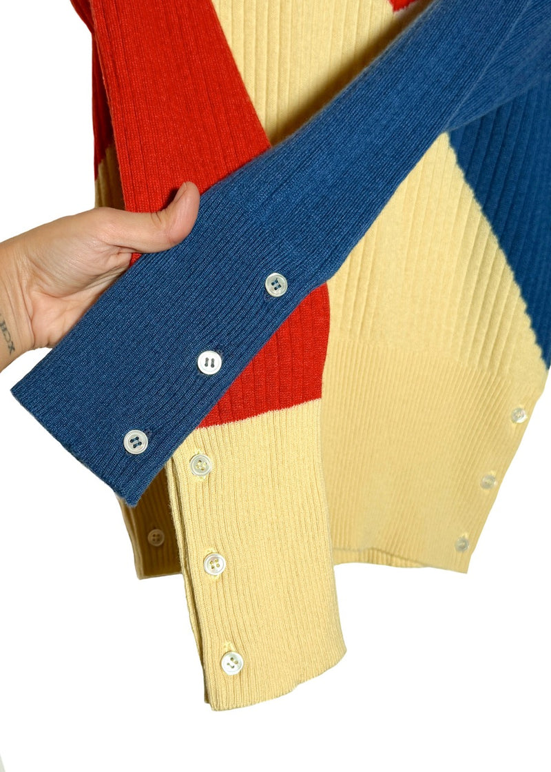 Sleeves of Thom Browne Multicolour Yellow Red Blue Ribbed Cashmere Sweater