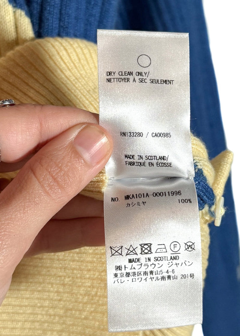 Labels of Thom Browne Multicolour Yellow Red Blue Ribbed Cashmere Sweater