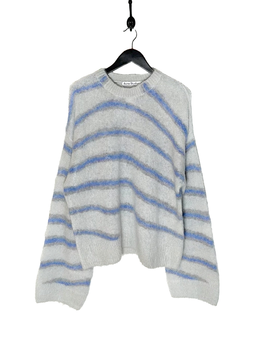 main photo of Acne Studios Blue Striped Mohair Blend Light Grey Knit Sweater