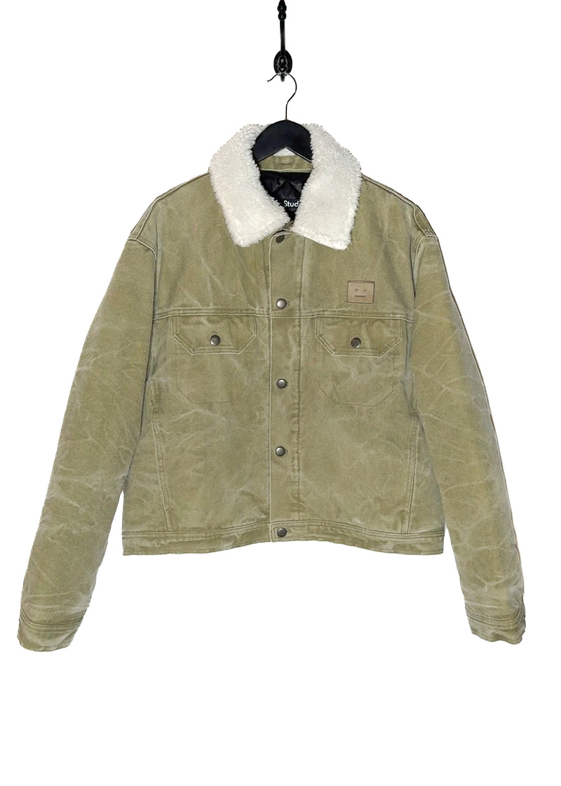 main photo of Acne Studios Green Canvas Faux Shearling Orsan Trucker Jacket