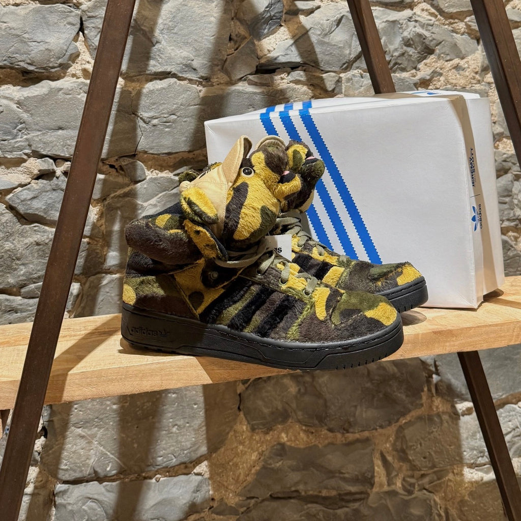 Main photo of Adidas x Jeremy Scott Camo "Teddy Bear” High Top Sneakers