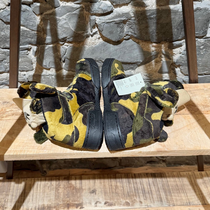 Sides of Adidas x Jeremy Scott Camo "Teddy Bear” High Top Sneakers