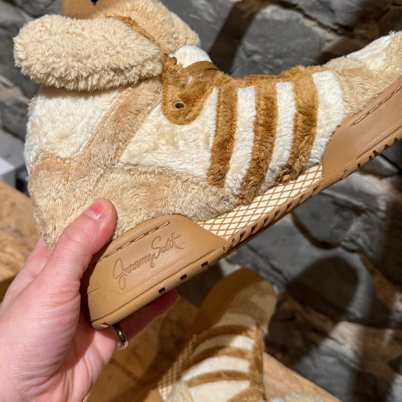 Side of Adidas x Jeremy Scott “Teddy Bear” Brown High Top Sneakers