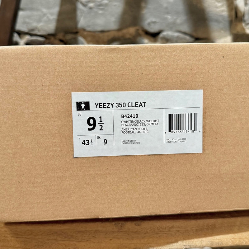 Packaging of Adidas YEEZY 350 Cleat Turtle Dove American Football Sneakers