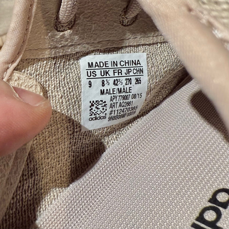 Origin and size label of Adidas YEEZY 350 Oxford Tan Low-top Sneakers