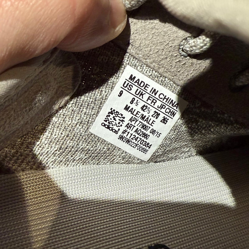 Origin and size label of Adidas YEEZY Boost 350 Moonrock Grey Low-top Sneakers