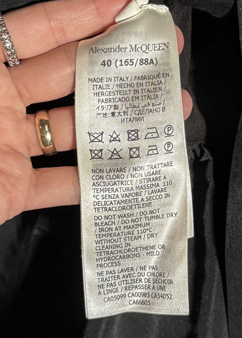 Labels of Alexander McQueen 2022 Black Short Sleeves Cut Out Flare Mini Dress