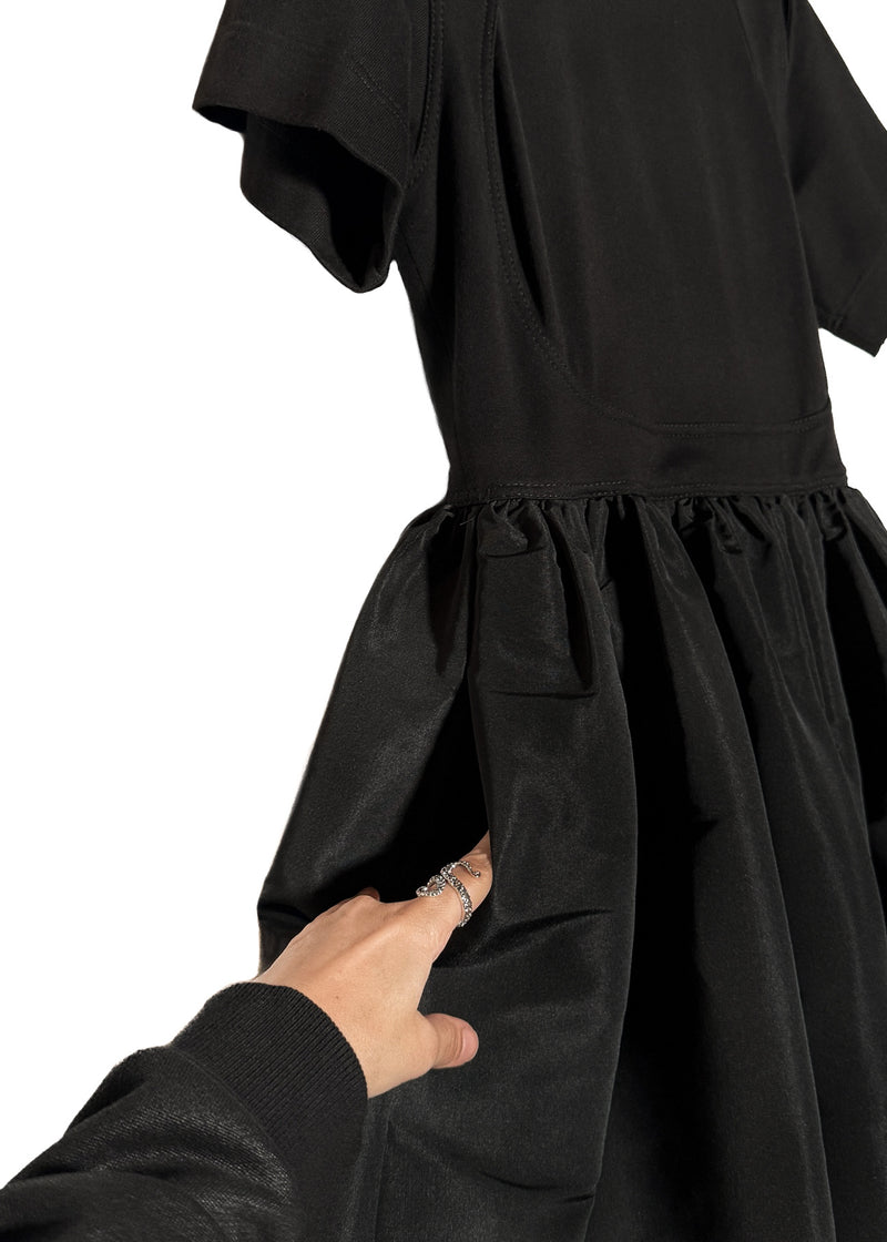Pocket of Alexander McQueen 2022 Black Short Sleeves Cut Out Flare Mini Dress