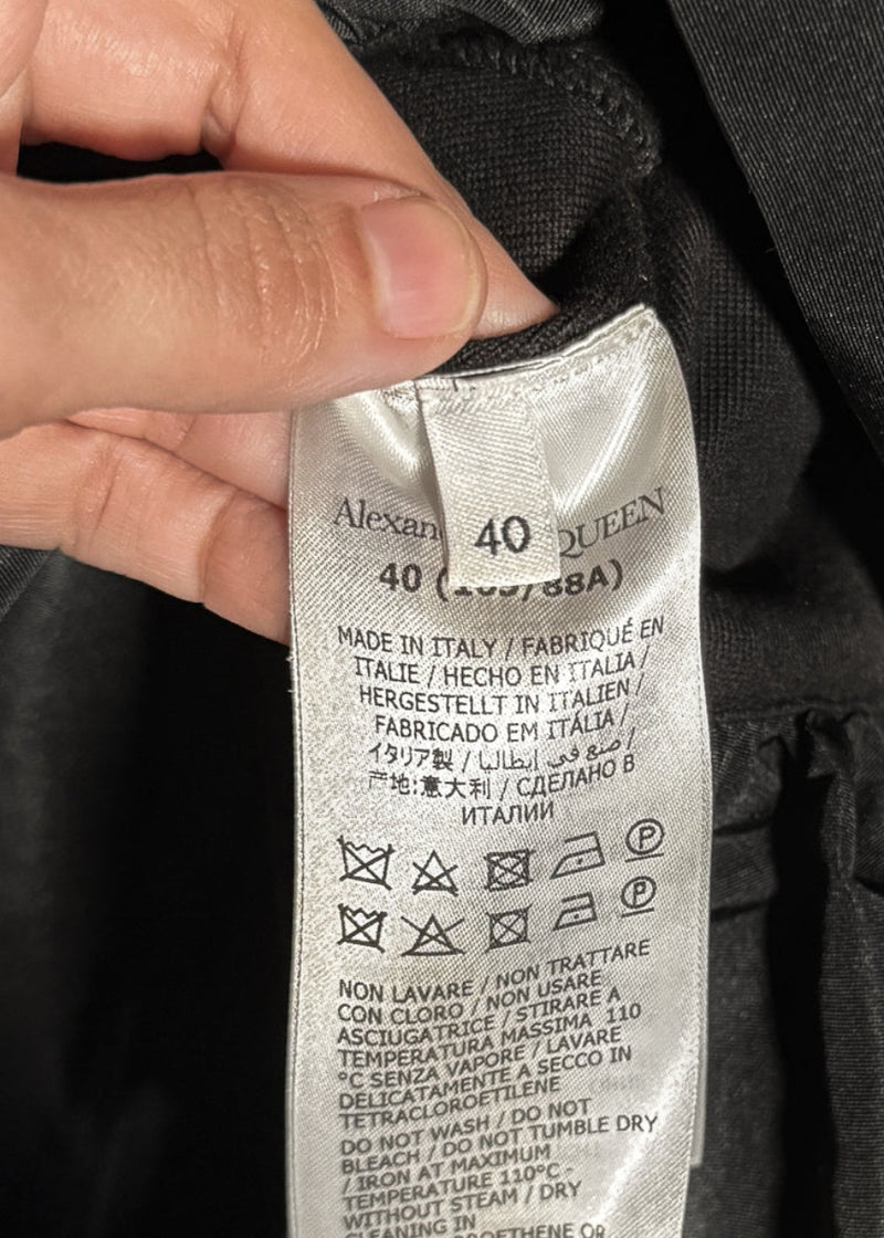 Labels of Alexander McQueen 2022 Black Short Sleeves Cut Out Flare Mini Dress