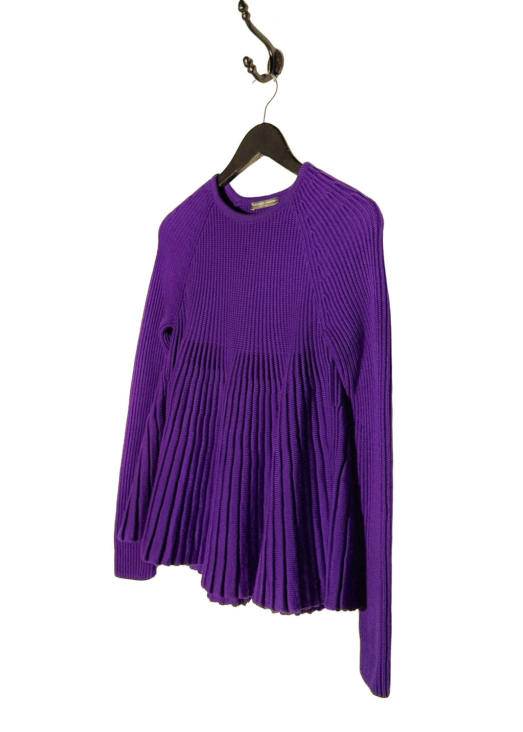 Alexander Mcqueen Royal Purple Ribbed Wool Flare Sweater