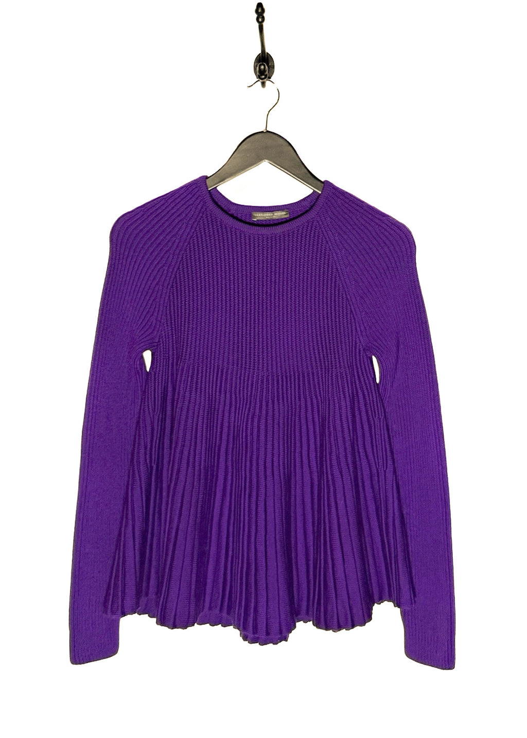 Alexander Mcqueen Royal Purple Ribbed Wool Flare Sweater