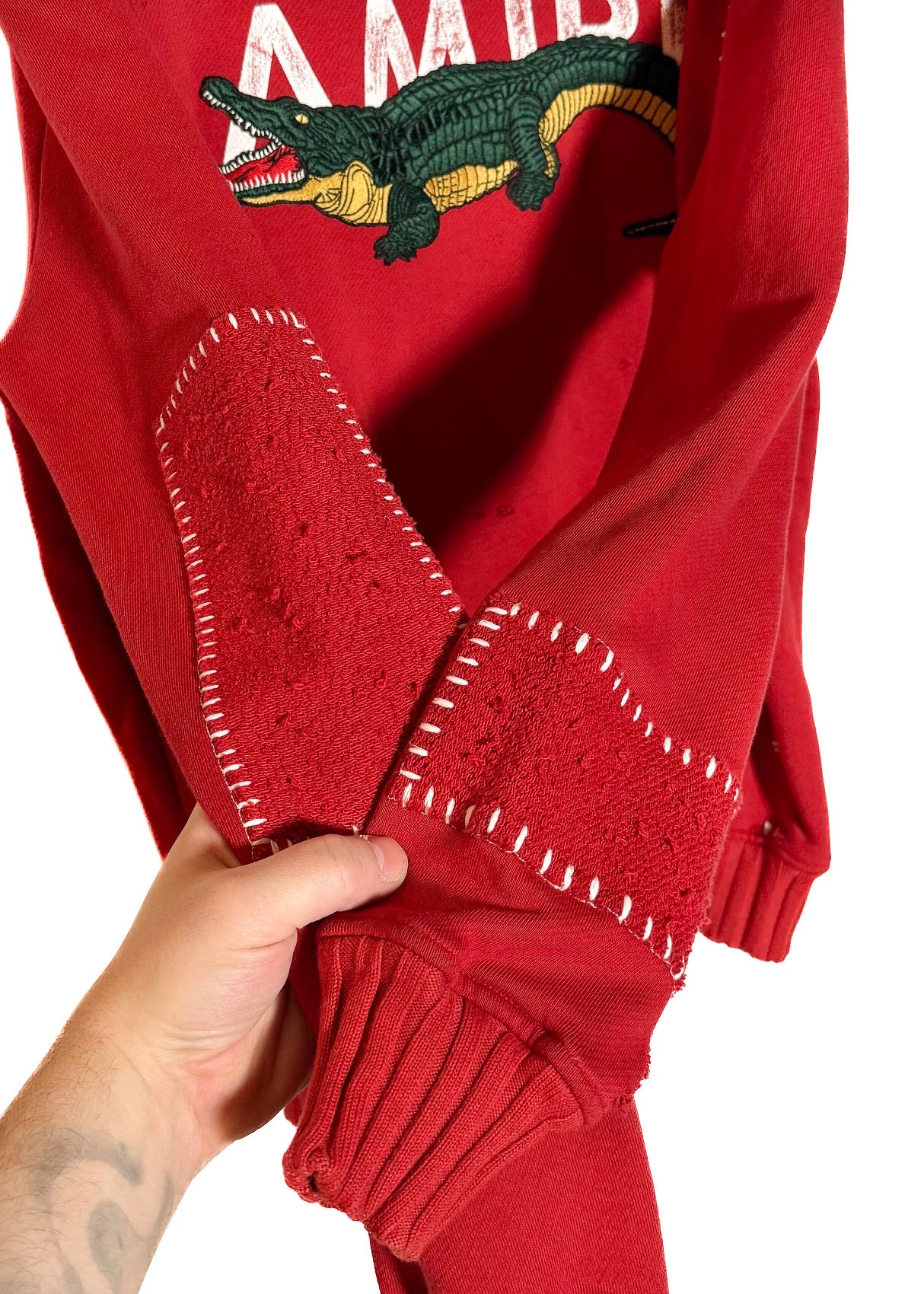 Amiri 2018 Red Shotgun Crocodile Embroidered Logo Sweatshirt