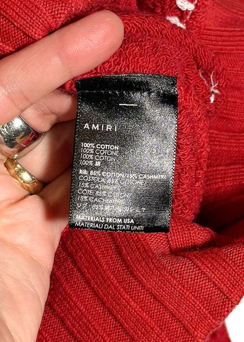 Material and origin label of Amiri 2018 Red Shotgun Crocodile Embroidered Logo Sweatshirt