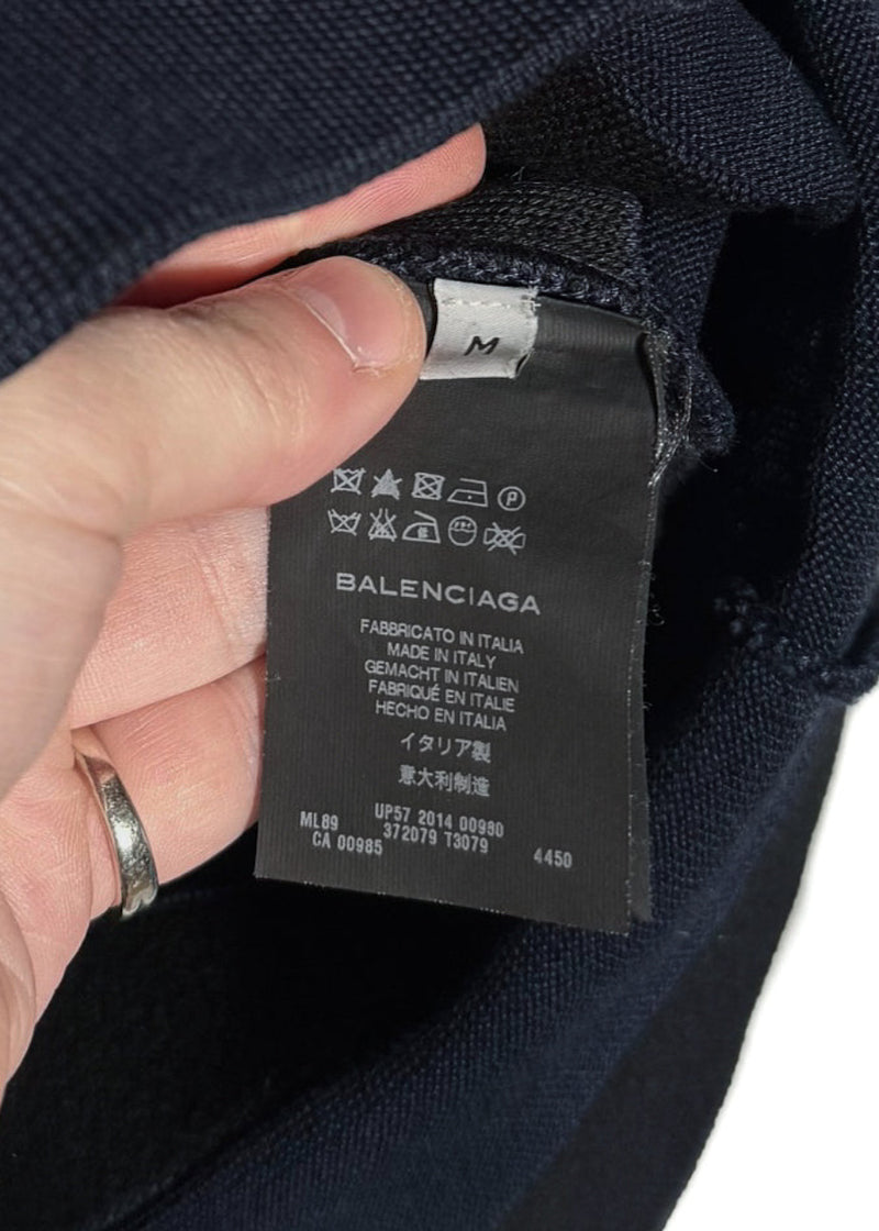 Balenciaga 2014 Navy Tonal Striped Band Crewneck Sweater