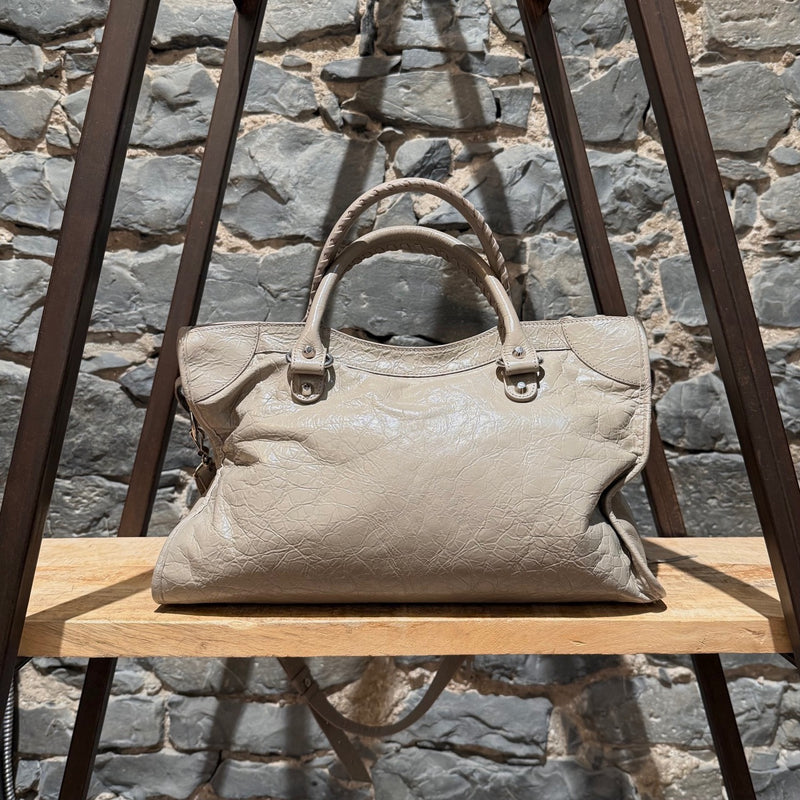 Balenciaga 2024 Beige Arena Leather Medium Le City Bag