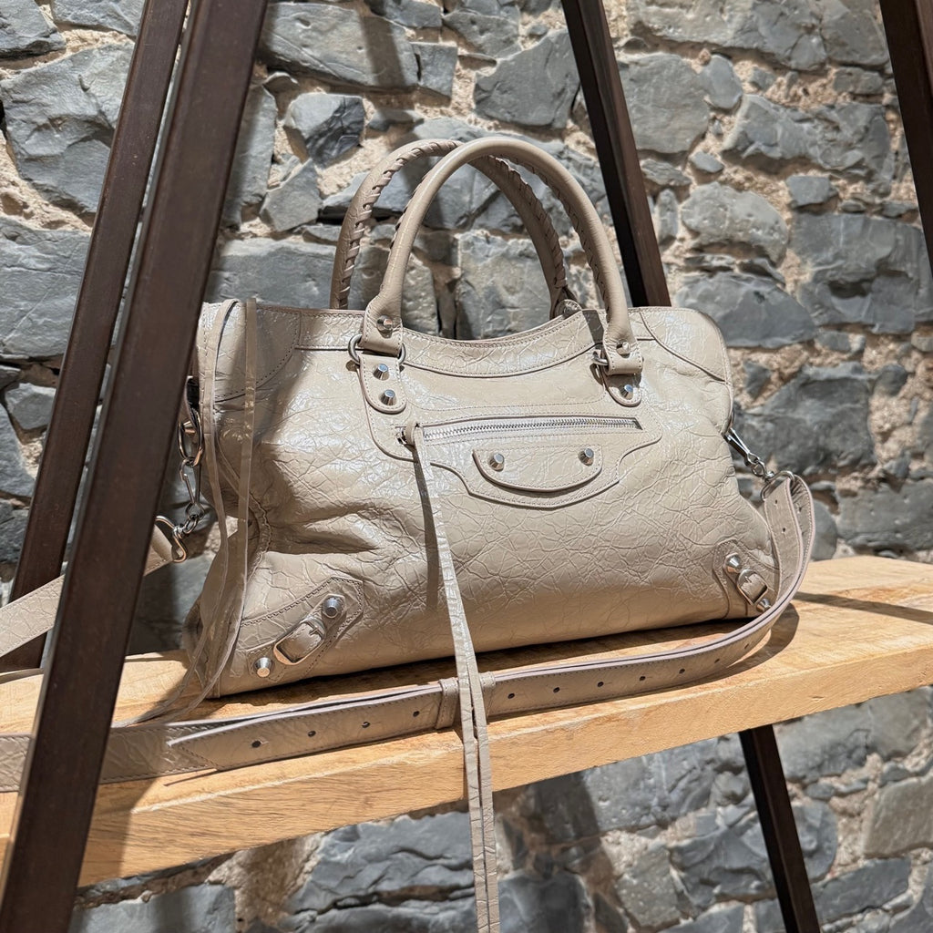 Balenciaga 2024 Beige Arena Leather Medium Le City Bag