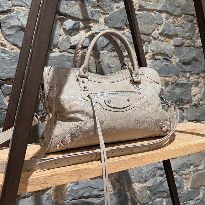 Balenciaga 2024 Beige Arena Leather Medium Le City Bag