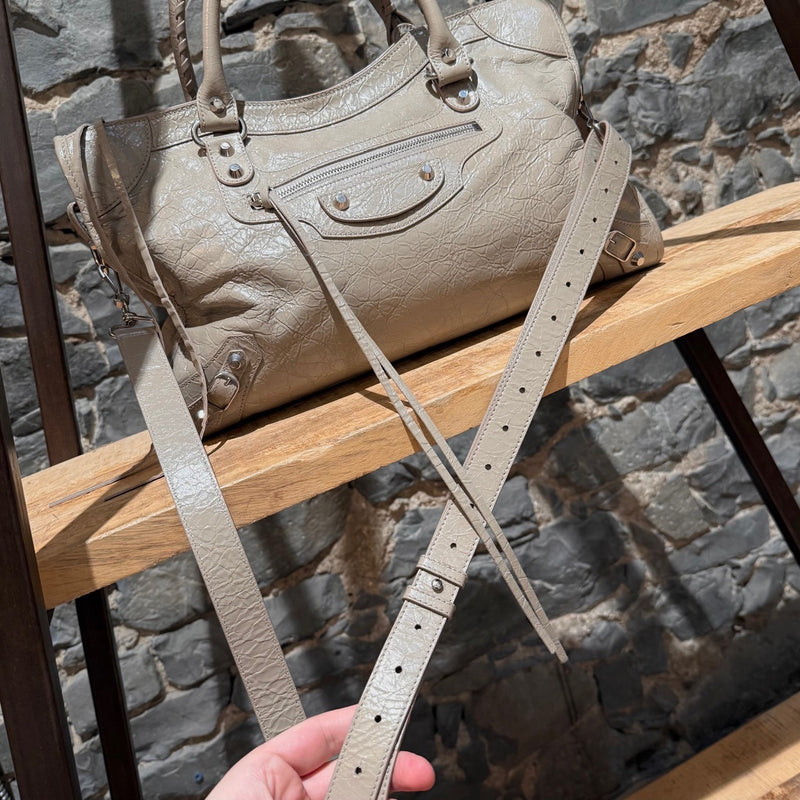 Balenciaga 2024 Beige Arena Leather Medium Le City Bag