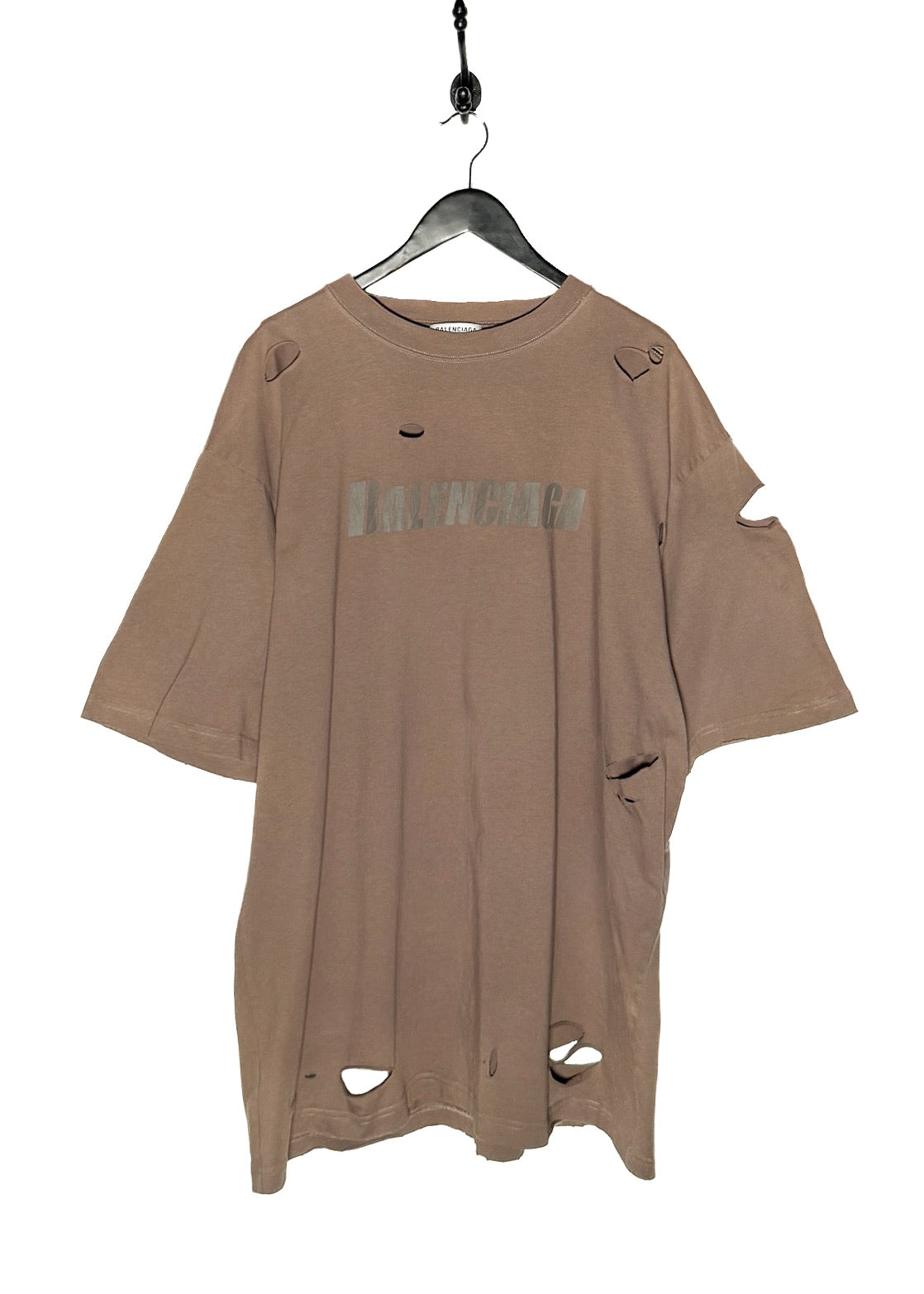 Balenciaga Brown Destroyed Logo Oversized T-shirt – Boutique LUC.S