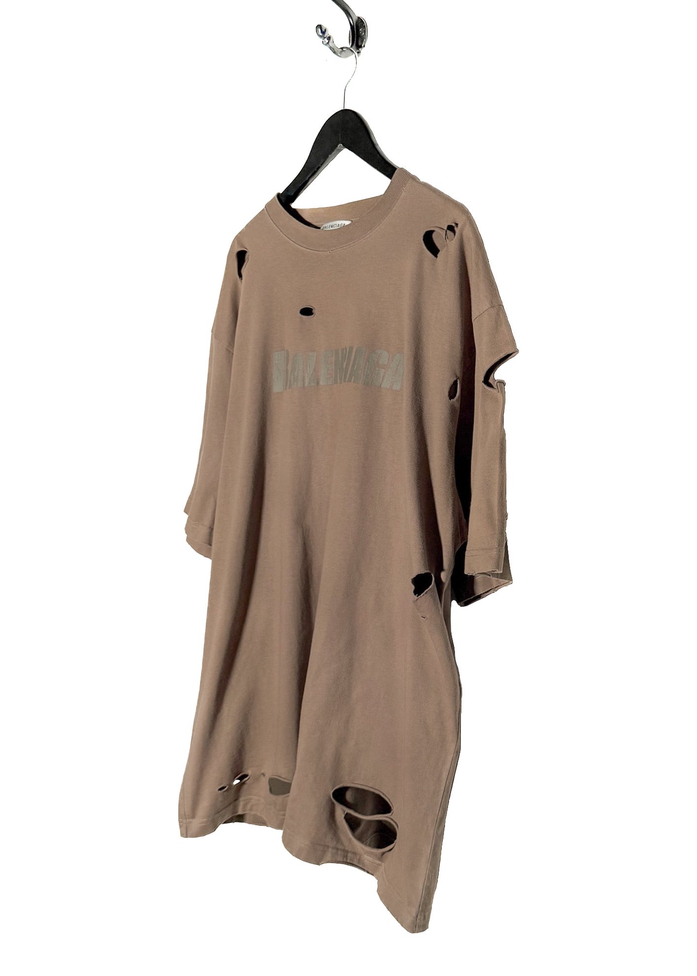 BALENCIAGA ブラウン オーバーサイズ Tシャツ Balenciaga Brown Destroyed Logo Oversized T-shirt – Boutique LUC.S