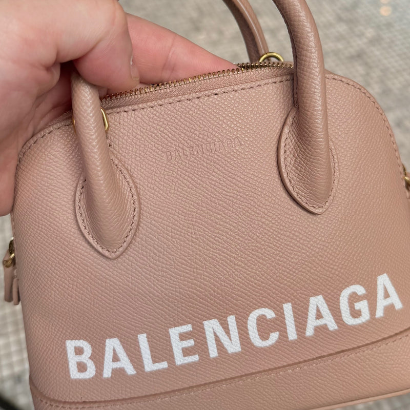 Close-up on Balenciaga Dusty Pink Leather XXS Ville Handbag