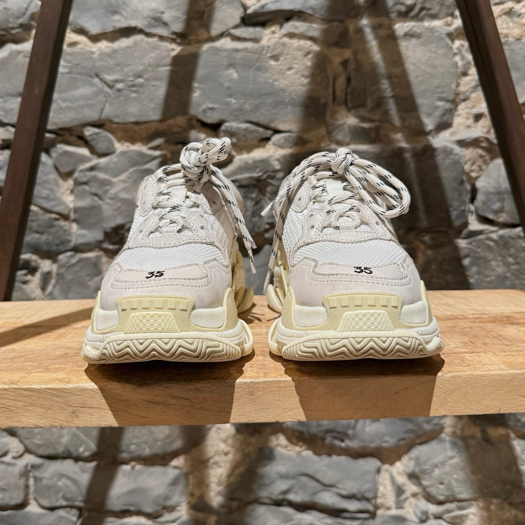 Front view of Balenciaga White Triple S Chunky Sneakers
