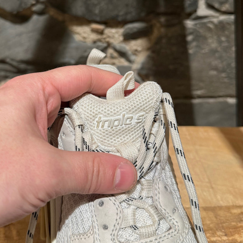 Tongue of Balenciaga White Triple S Chunky Sneakers