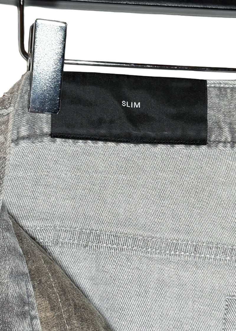 Patch of Balmain Grey Distressed Slim Jeans