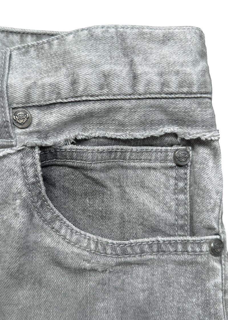 Pockets of Balmain Grey Distressed Slim Jeans