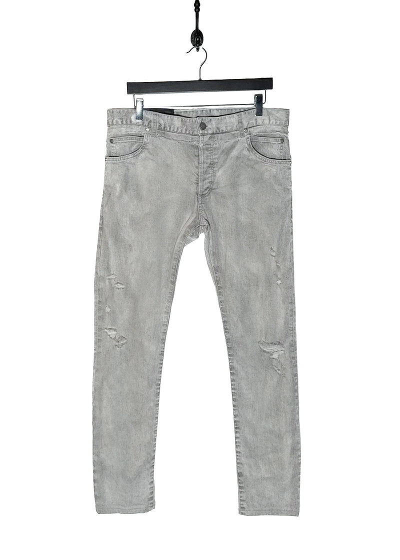 Main photo of Balmain Grey Distressed Slim Jeans