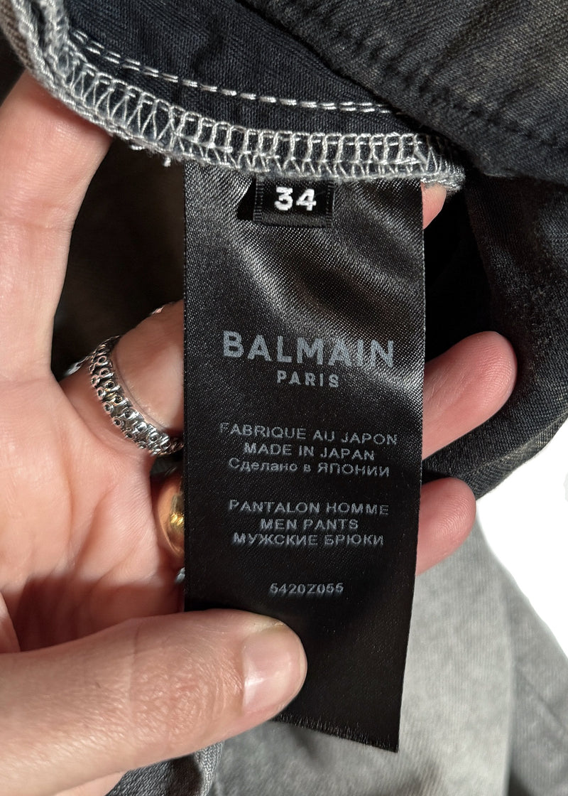 Labels of Balmain Grey Distressed Slim Jeans