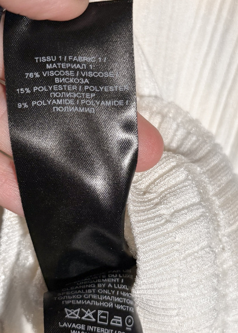 Balmain White Ribbed Seethrough Button Accent Skirt