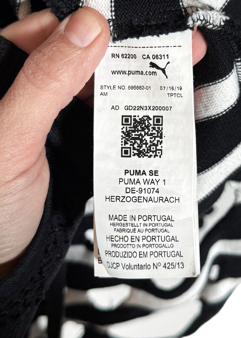 QR code and origin of Balmain X Puma Black Striped Embroidered Distressed Hoodie Sweater