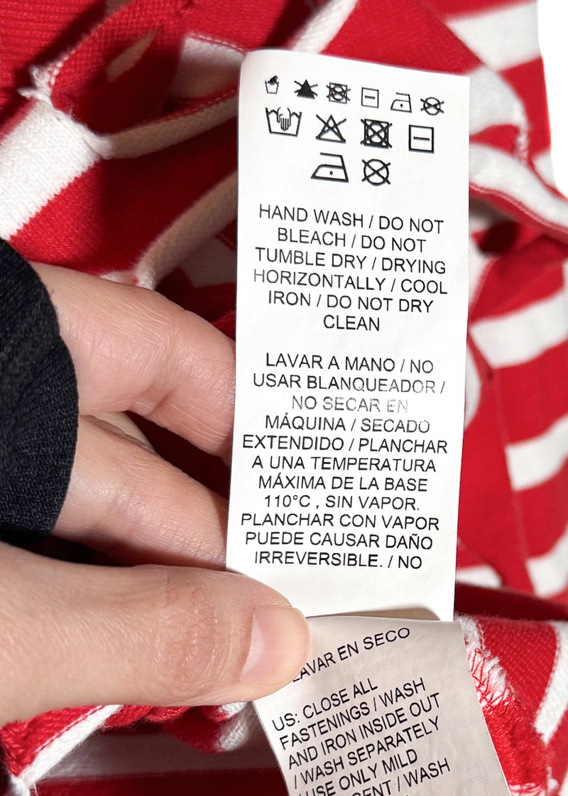 Care label of Balmain X Puma Red Striped Embroidered Distressed Hoodie Sweater