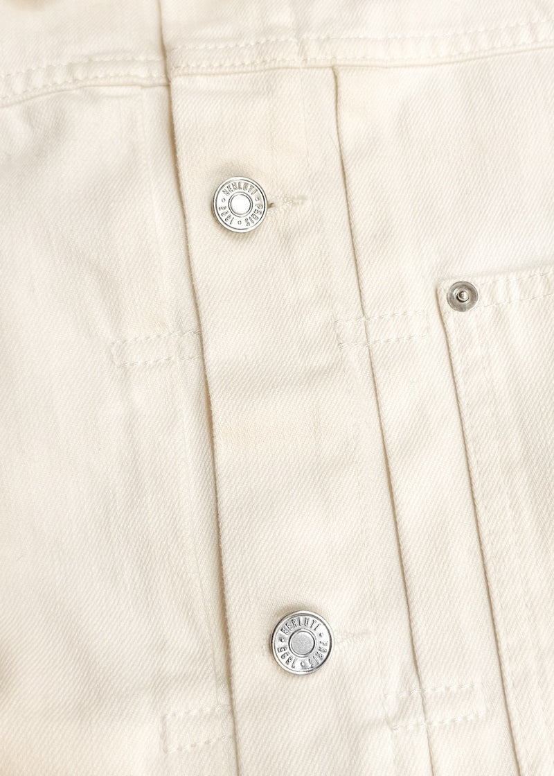 Berluti X Haider Ackermann SS18 Ivory Leather Trim Denim Jacket