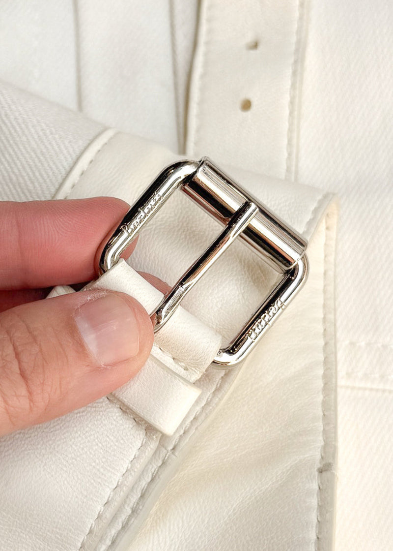 Berluti X Haider Ackermann SS18 Ivory Leather Trim Denim Jacket